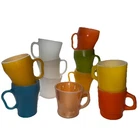 Set Of 11 Vintage Mcm Milk Glass Mugs-Rainbow Lot-Hazel Atlas Fire King Style
