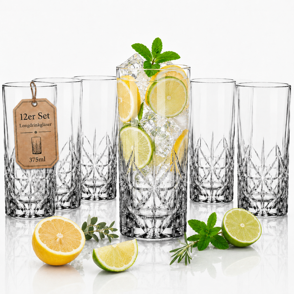 12Er Set 375Ml TrinkgläSer GläSerset Stapelbar CocktailgläSer Wasser GläSer-image