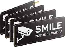 Smile Your on Camera Signs 4 Pack 9" X 3.1" Acrylic Camera Signs for Home Securi