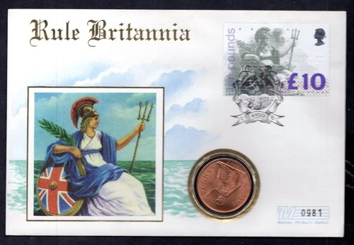GB - 1993 £10 Britannia First Day Mercury 1d Coin Cover