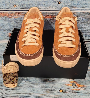 PUMA Suede Moccasin Lace Up  Mens Brown Sneakers Casual Shoes 40103501 Sz 8.5