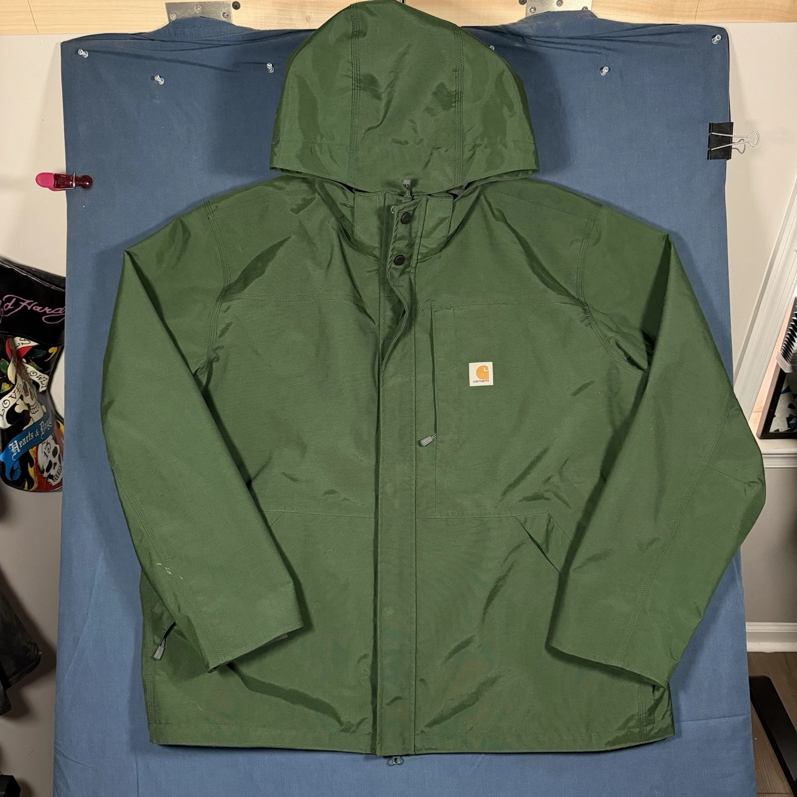 Carhartt Storm Defender Hooded Waterproof Heavyweight Rain Coat Jacket Green 2XL
Opens in a new wind