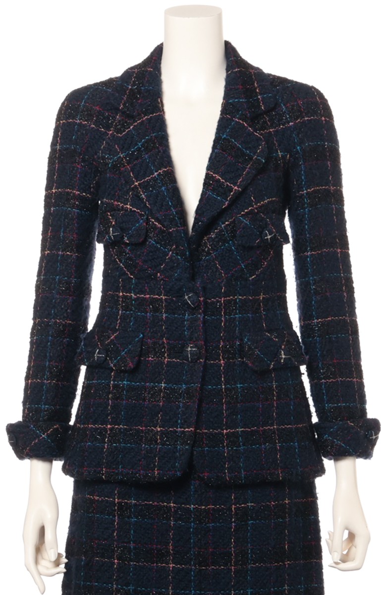 CHANEL 07A Dark Navy Multicolor Tweed Jacket Skirt Suit Karl Lagerfeld 34 US2 thumbnail 3