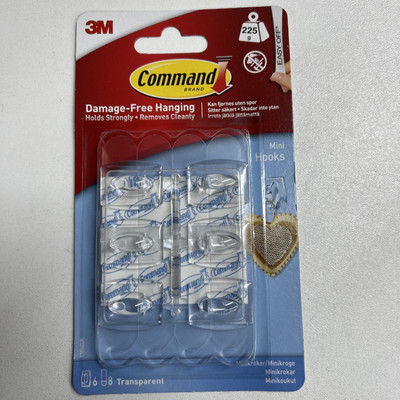 3M Command Mini transparente Haken mit selbstklebenden Streifen beschädigungsfrei aufhängen 17006