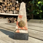Antique Grand Tour Marble Stone Obelisk Ruines Des Tuileries Fleur De Lis Badge