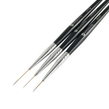Winstonia Striping Nail Art Brushes for Long Lines, 3 Piece Assortment, Black