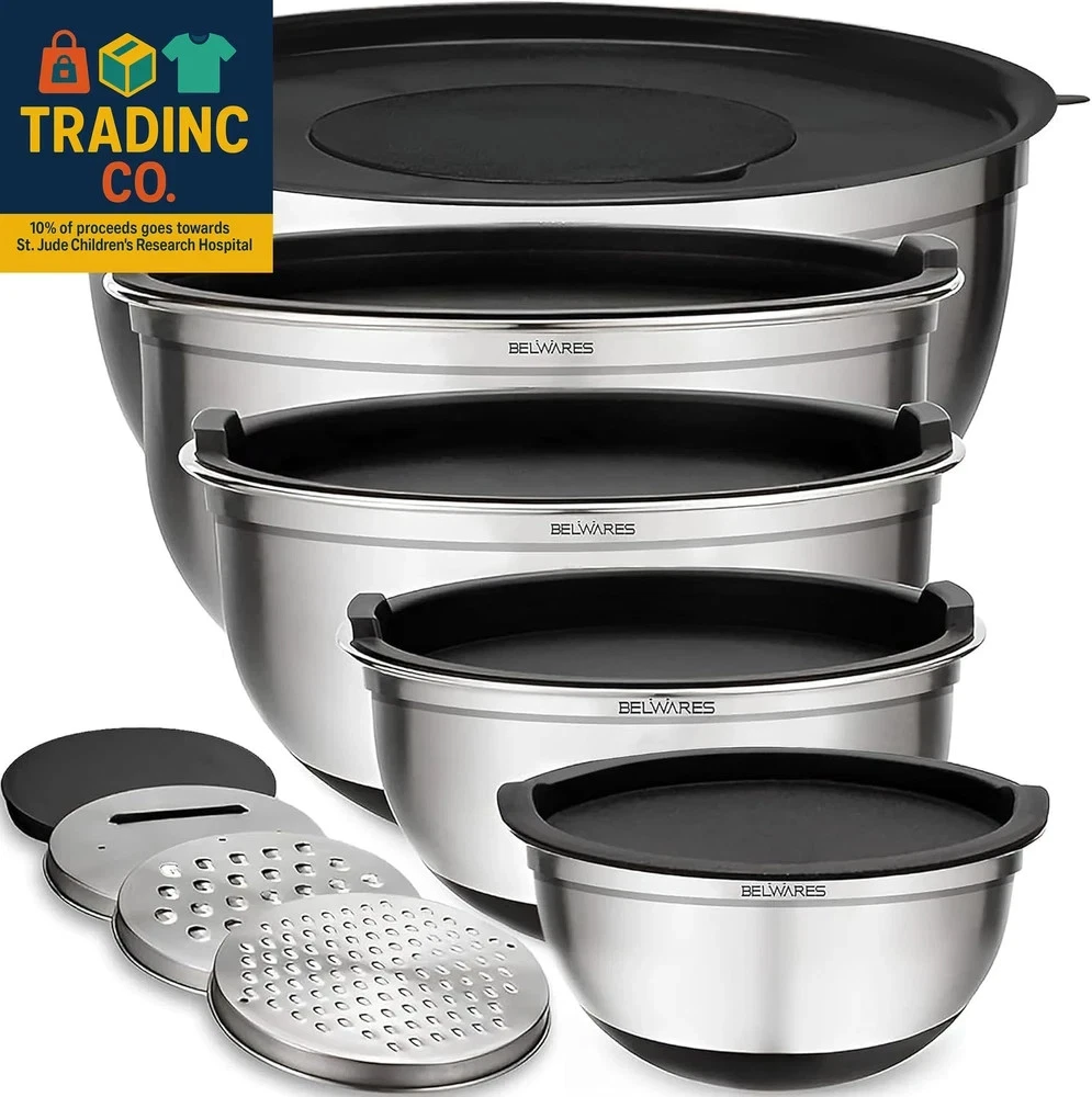 Mixing Bowls with Airtight Lids - 8PCS Stainless Steel Nesting Mixing Bowls Set