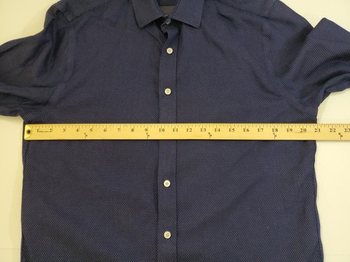 Camicia UNTUCKit Milo WF taglia media blu scuro a pois manica lunga con bottoni - Foto 8 di 12