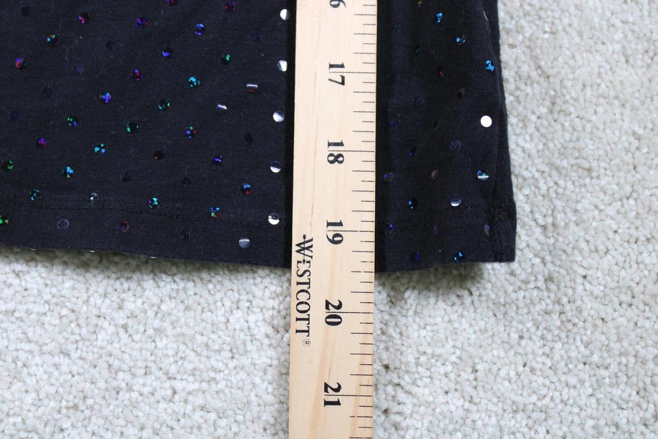 So Tank Top Womens 12 Black Sequin Camisole Adjustable Strap Party Shirt - Image 3 of 4