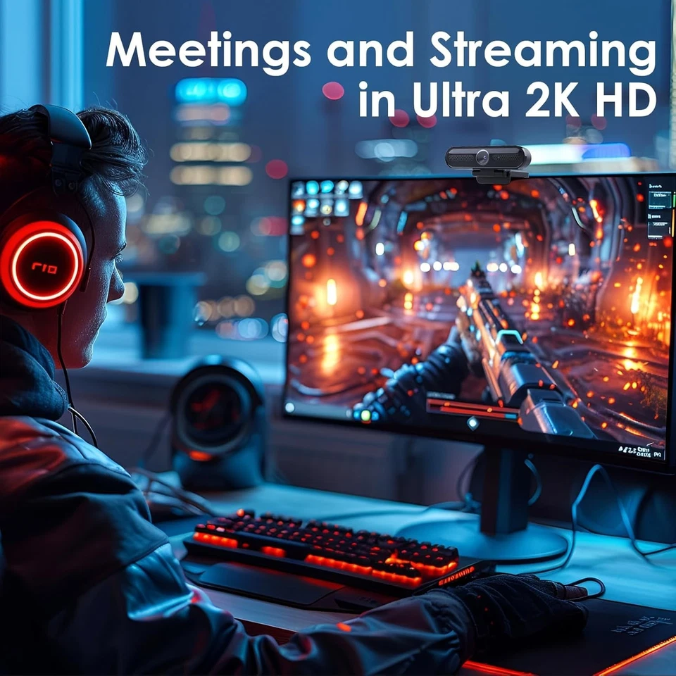 VIZOLINK W4DS 2K Webcam PC con Microfono Autofocus Riduzione Rumore 78° Viewi - Immagine 2 di 4