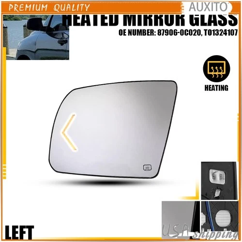Driver Left Side Mirror Glass For 2007-2017 Tundra Sequoia Heated Signal H