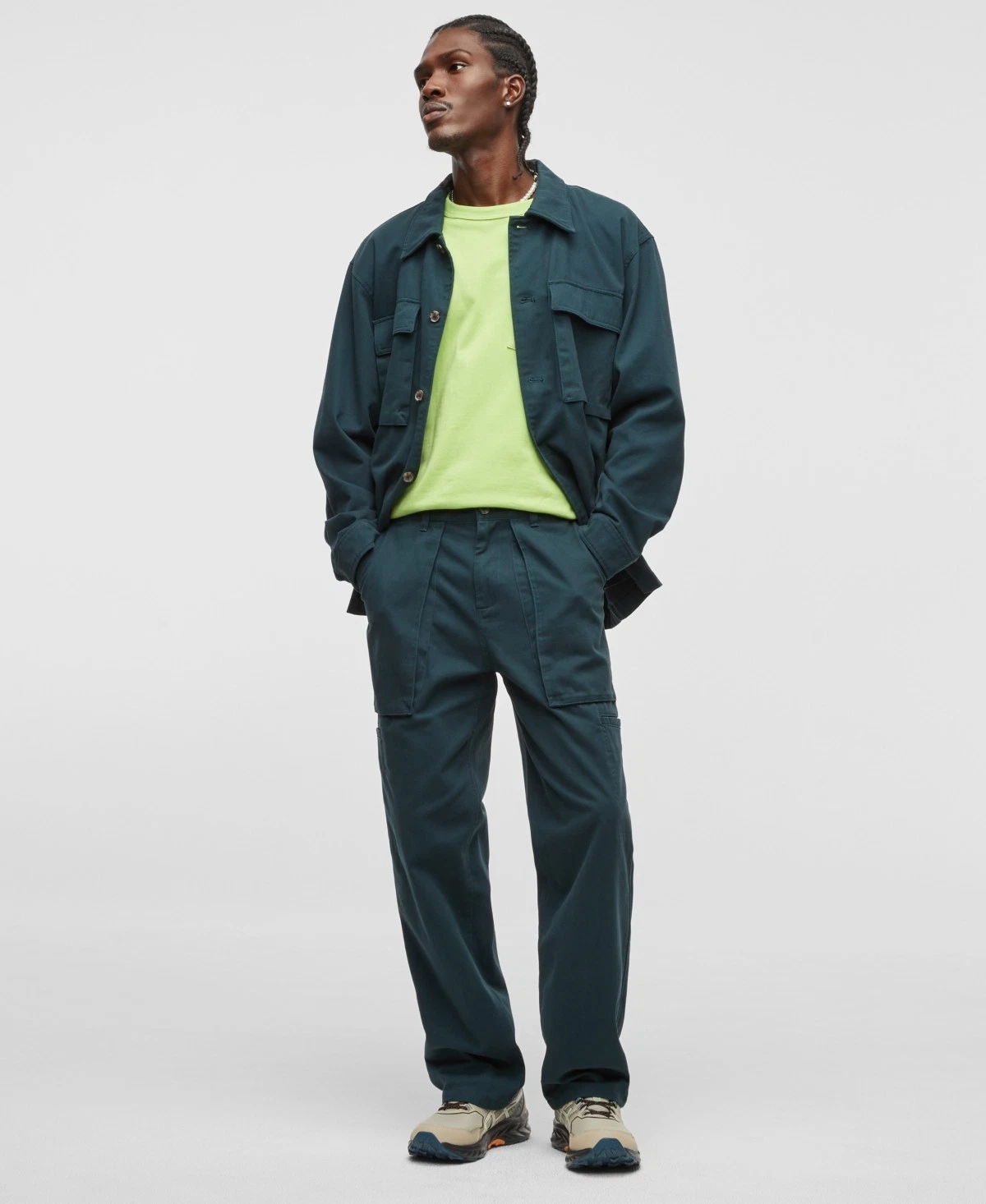 Mode of One E3904 Men's Regular-Fit Utility Pants, Deep Malachite 40x30