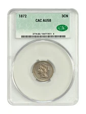 1872 3CN CACG AU58 - Three Cent Nickel
