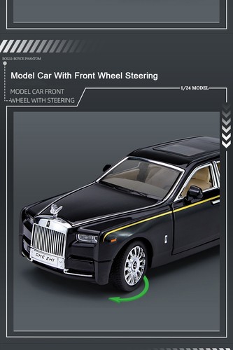 1:24 Rolls-Royce Phantom Alloy Diecast Car Model w/LED Lights & Sound (BLACK) - Picture 8 of 13