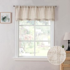 Linen Valance Bedroom Rod Pocket Semi Sheer Curtain Valances Burlap Light Fil...