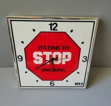 Health Edco Inc Its Time To Stop Smoking Advertising Wall Clock Vintage