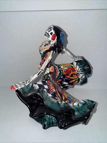 Statuina danzante Talavera Giorno dei Morti Catrina - 12" messicana dipinta a mano - Foto 3 di 7