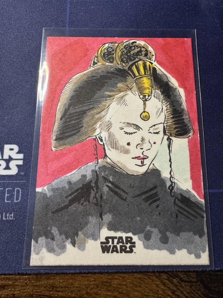 Padmé Amidala 💥 1/1 SKETCH by Basak Kahraman! 2025 Topps Star Wars Galaxy - Image 3 of 3