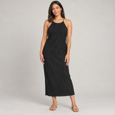 Madewell Dress WMNS 4 Black Slip Midi High Neck Cross Back Cupro 90s Minimalist