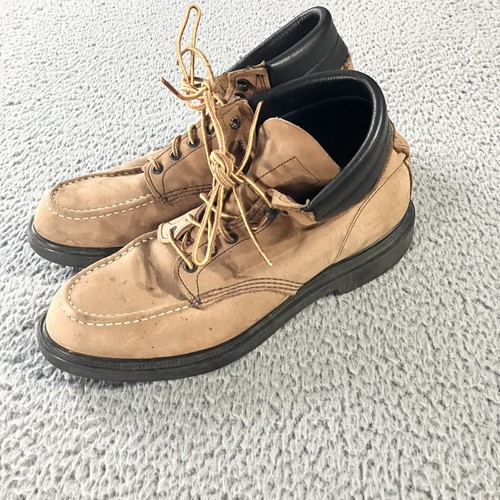 Red Wing Shoes Stiefel Herren Größe 11,5 D hellbraun Leder SuperSohle Mokassinnaht Arbeitskleidung USA