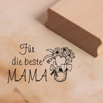 DEKOLANDO Stempel Holzstempel - Für die Beste Mama Motivstempel Gravur Abdruck 48x28mm 🤍