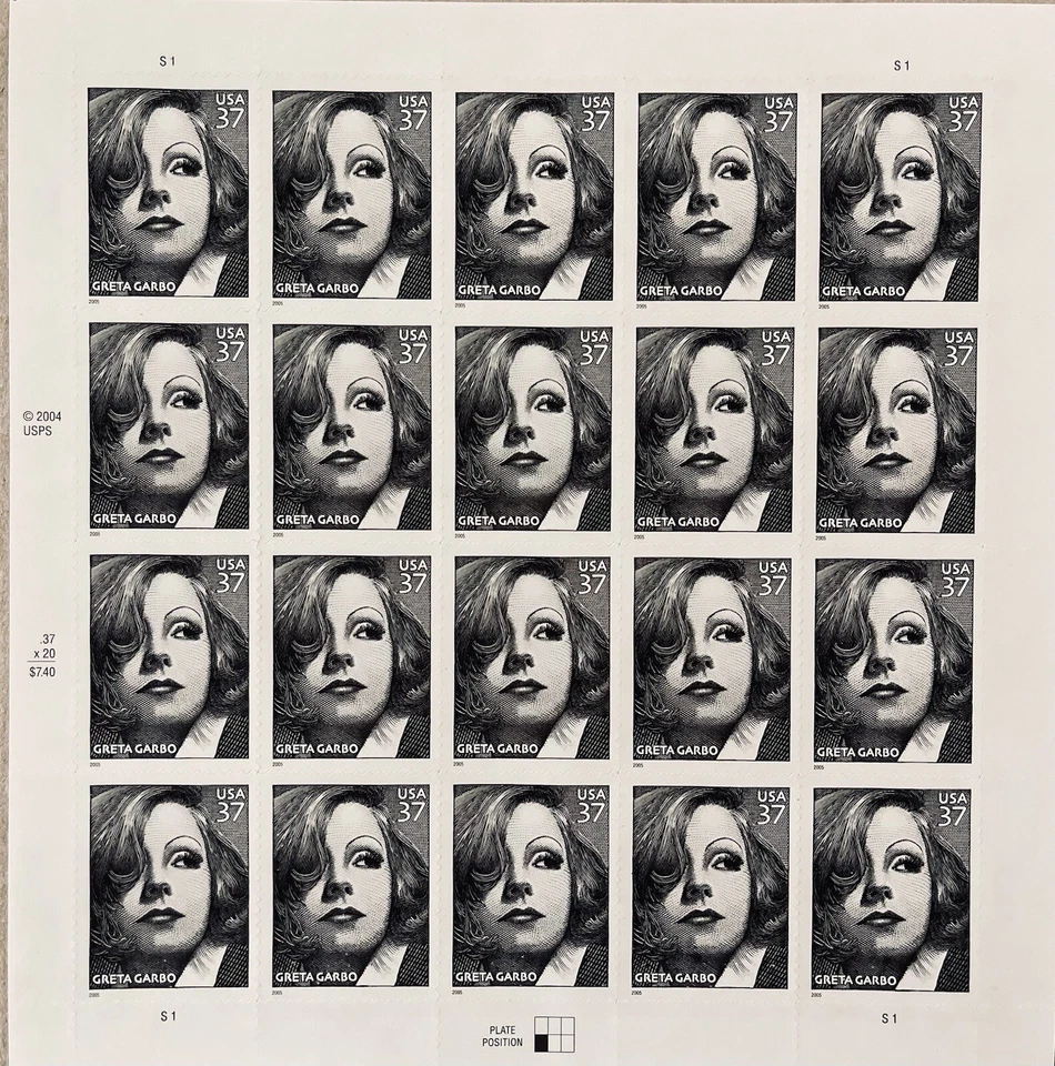 GRETA GARBO COMMEMORATIVE SHEET OF 20 STAMPS SCOTT #3943, MNH, 37C FAST SHIPPING - Image 3 of 4