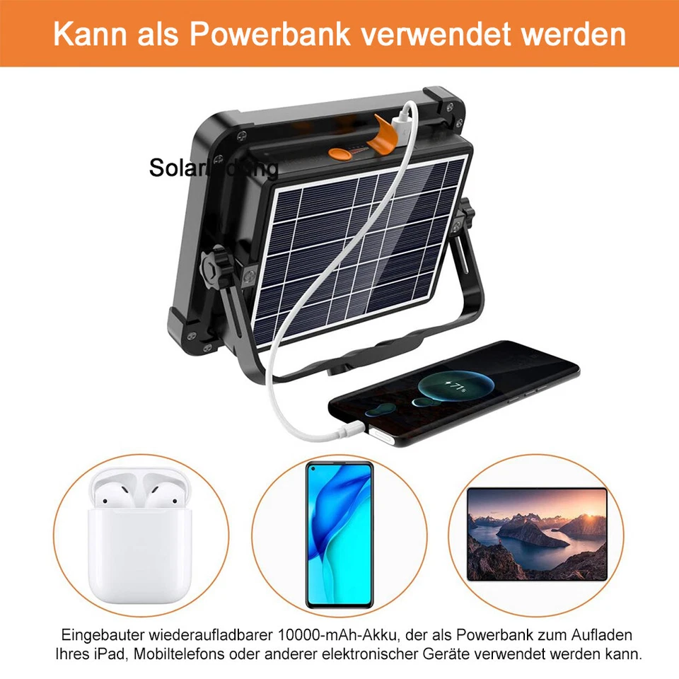 100W COB LED Akku Strahler Arbeitsleuchte Baustrahler Handlampe Flutlicht - Bild 4 von 4