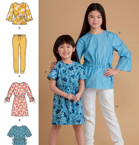 Simplicity Sewing Pattern S8965 R10255 Girls Dresses Top Pants Size 3-6