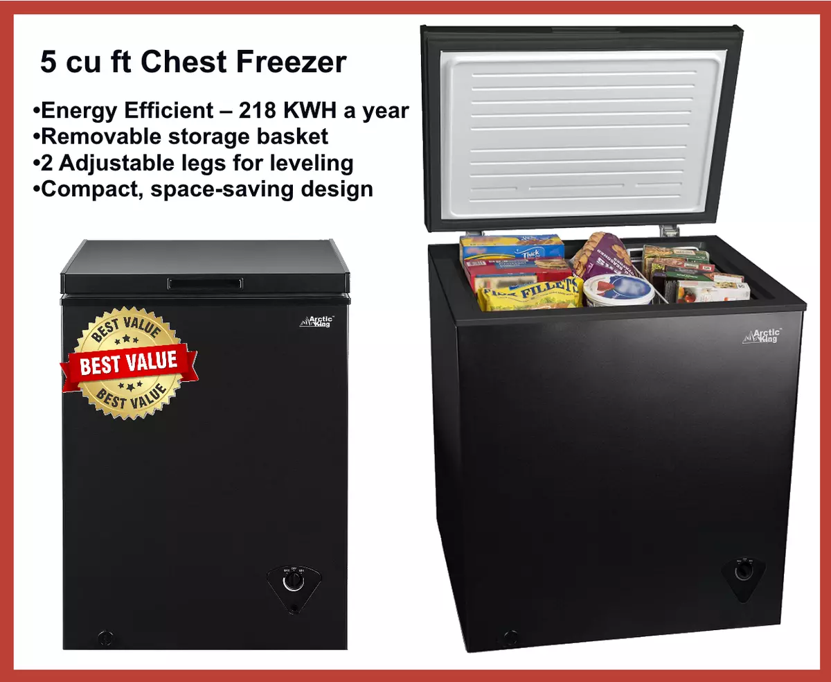 Arctic King 5 Cu ft Chest Freezer, Black