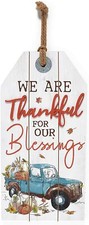 Thanksgiving Wall Sign - We Are Thankful For Blessings Harvest - Heavy Wood SALE