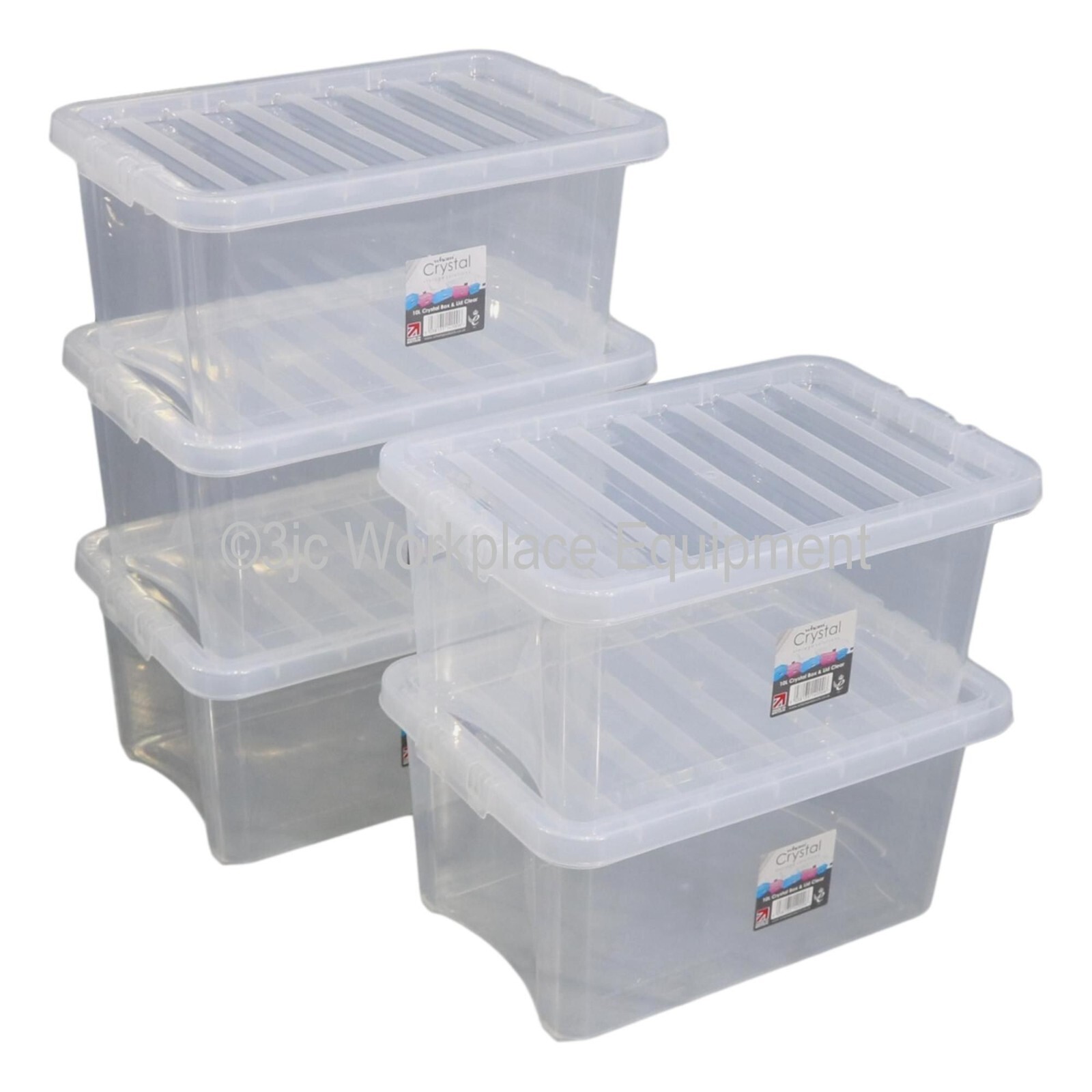 NEW 5 x 11 Litre Wham Crystal British Made Clear Plastic Storage Boxes Box & Lid
