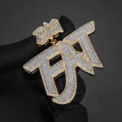 3.40CT Real Moissanite Tester Pass Men's Custom Pendant 14k Two Tone Gold Plated