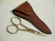 4" LaCross ITALY Moustache Beard Trim Scissors Pro Sharpened Custom Leather Case