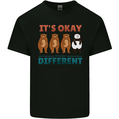Panda Bear LGBT Its Okay to Be Different Mens Cotton T-Shirt Tee Top