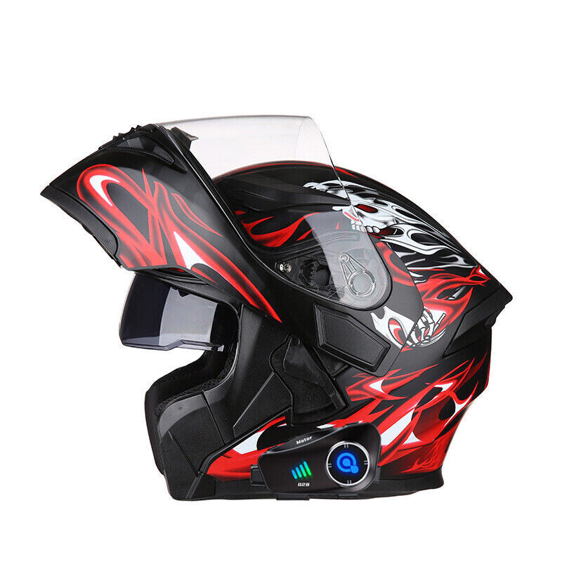 computerized motorcycle helmets Bluetooth Modular Helmet, DOT Approved Flip Up Full Face Integrated Helmet, Double Visor Helmet Built-in Dual Speaker with Microphone, for Adults Men and Women XS~XL : Automotive The shell is made from premium 12K chopped carbon strands Factory Direct Half Open Face