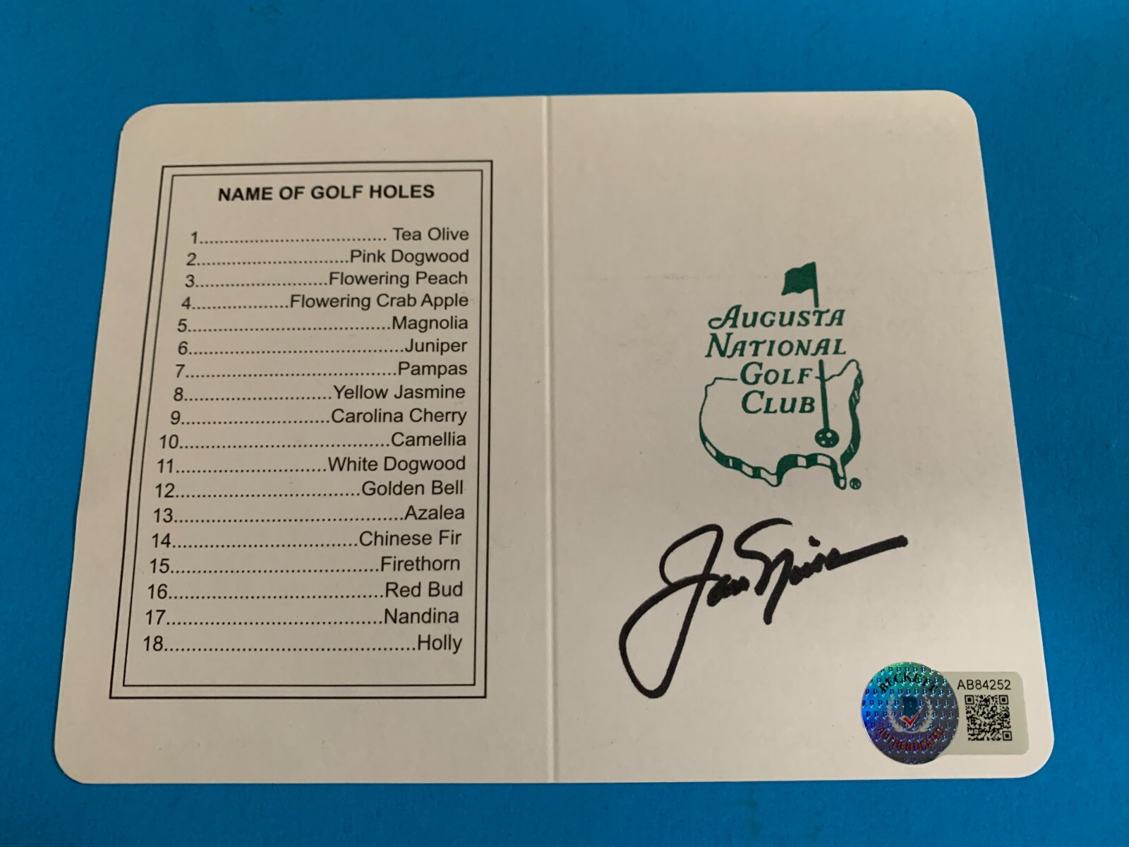 Jack Nicklaus Augusta Masters Champions Signed Auto Scorecard Beckett BAS LOA 