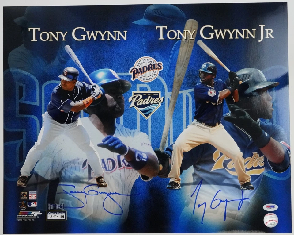 Tony Gwynn & Jr. Signed Limited Edition #/119 Padres 16x20 Photo PSA/DNA COA - Image 3 of 4