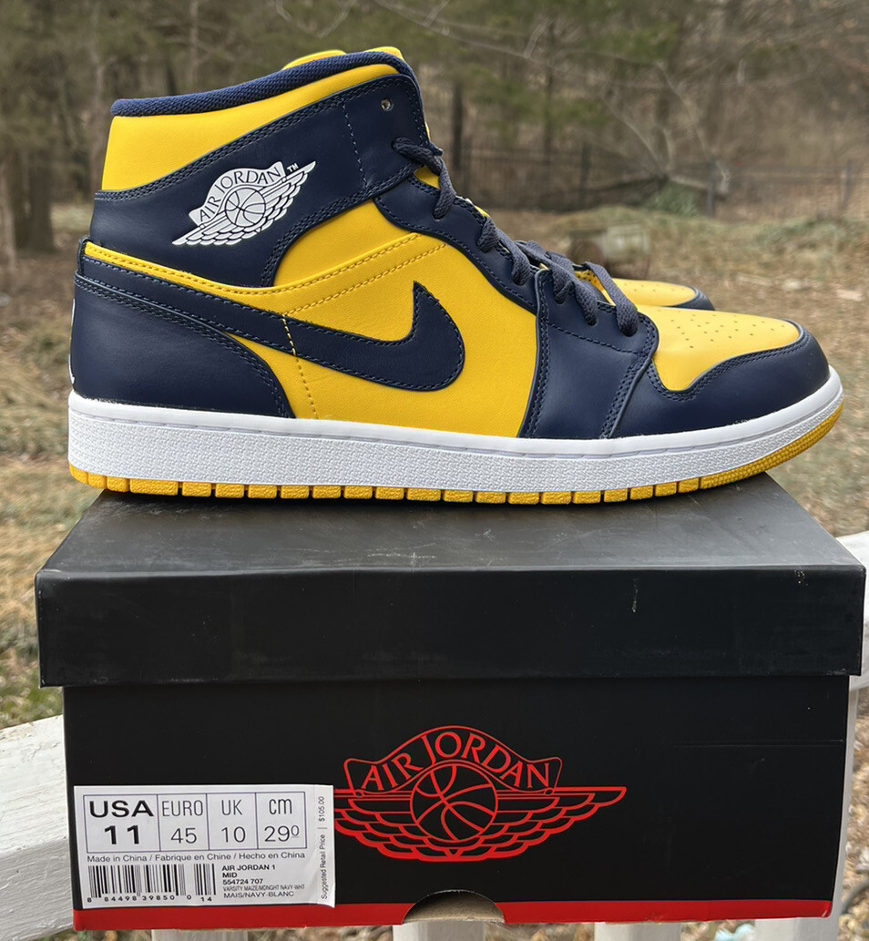 Air Jordan 1 Mid Michigan DS Size 11 Navy Blue Varsity Maize Air Jordan 1 Mid Michigan DS Size 11 Navy Blue Varsity Maize