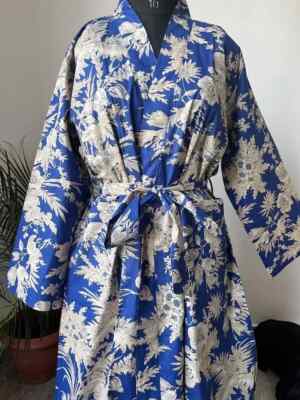 1 PC Indian block Print 100% cotton robe gown Hippie women maxi kimono dresses