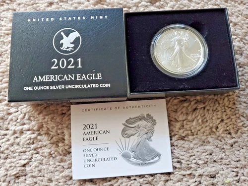 2021-W Burnished Uncirculated American Silver Eagle Type 2 Coin OGP/COA (21EGN)