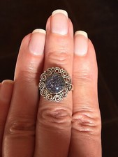 New - Sparkling Blue Titanium Druzy 925 Sterling Silver Ring - Size 7.5