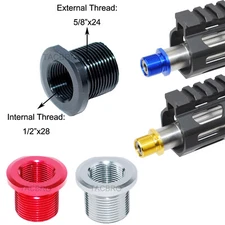 Aluminum Muzzle Adapter 1/2x28 Female to 5/8x24 Male w/Crush Washer -Color Var