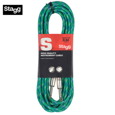 Stagg 20FT S-Series Vintage Tweed Guitar Instrument Cable - Green SGC6VT GR