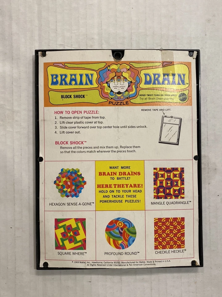 Rompecabezas Block Shock Psychadelic Brain Drin 1969 de Mattel de colección rompecabezas Foto 4 de 4