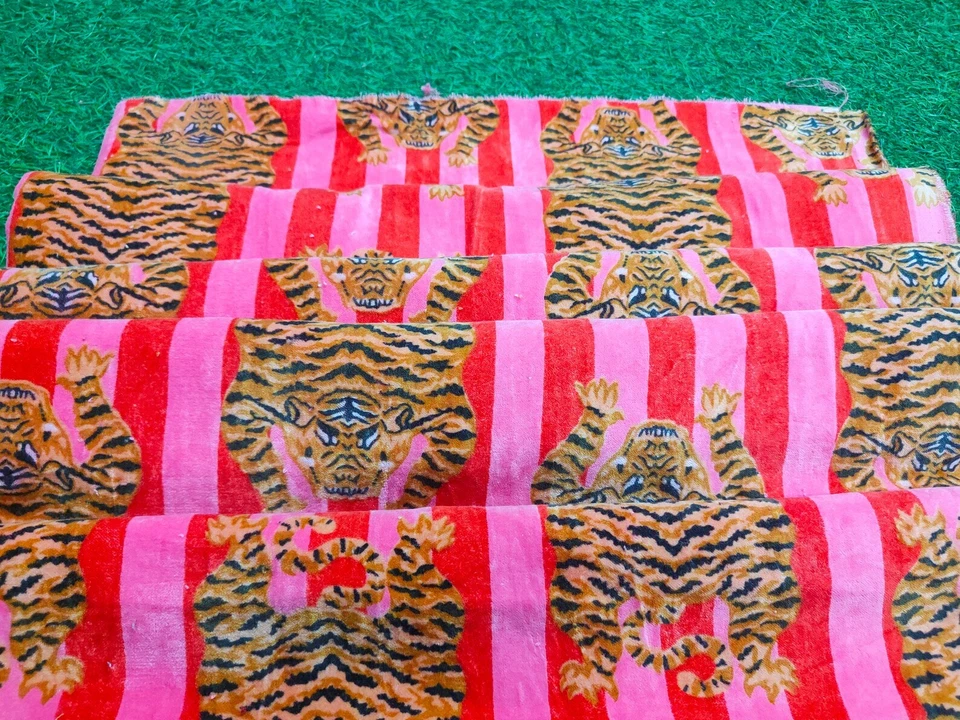 Pink Tiger Soft Velvet Dressmaking Indian Fabric Curtain making fabric - Image 4 of 4
