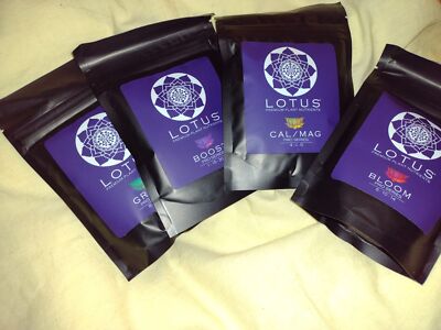 lotus nutrients powdered plant nutrients intro pack: grow. bloom. boost. and cal