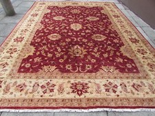 Traditional Hand Made Afghan Oriental Wool Burgundy Red Zigler Carpet 393x297cm