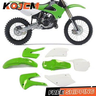 Restyled Plastics Kit Green/White Bodywork for 2001-2013 Kawasaki KX85 ...