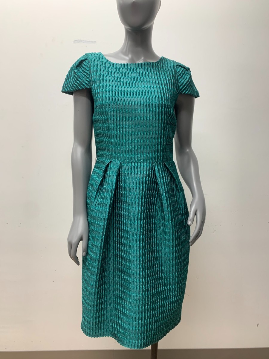 CH by Carolina Herrera Size 6 Green Textured Cap Sleeve Dress | eBay