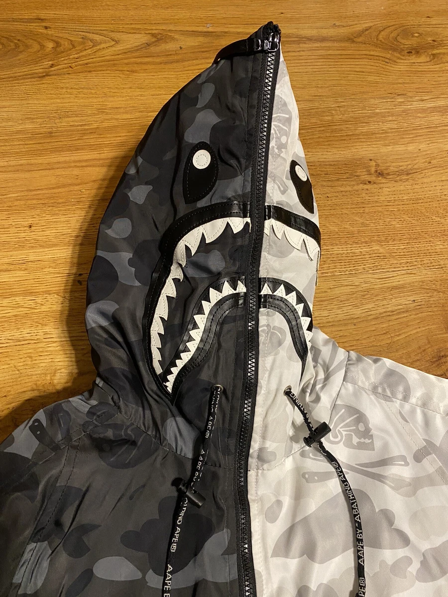 A Bathing Ape BAPE x Neighborhood Split Camo Shark Full Zip Jacket Black White